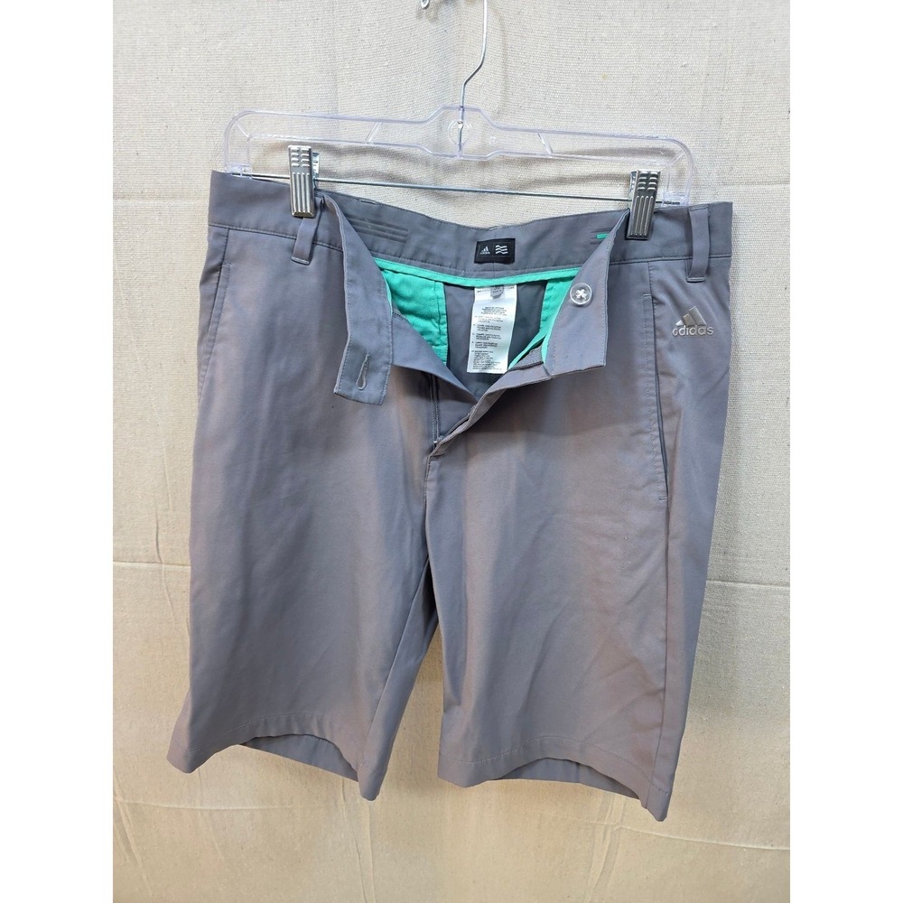 Adidas Golf Shorts Mens 30 Gray Performance‎ 3 Stripe Flat Front Athletic Casual